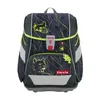 A product shot of a backpack with various animal patches and a camouflage pattern. Produktbild-Vorschau
