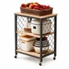 Meuble mobile sur roulettes, marron clair, style loft, Voir les images du produit 1