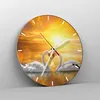Wanduhr - Rund - Glasuhr - Schwan Wasser Paar - 40x40cm - Produktbild-Vorschau 4