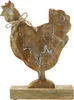 Holz Huhn Frühlingsdeko Osterfigur Natur Weiß Shabby Chic Produktbild-Vorschau 3