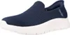 A single navy blue Skechers Go Walk Flex-Relish Slip-Ins sneaker with a white sole is shown from a side angle against a white background. Produktbild-Vorschau