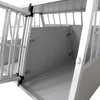 Interior view of an empty dog crate with the door open. Voir les images du produit