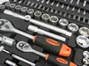 A close-up view of a tool kit, showing various sockets and ratchets. Anteprima dell’immagine prodotto