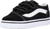 A black Vans Old Skool V sneaker with white accents and velcro straps, shown from a side angle on a white background. Voir les images du produit