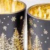 2er Set Teelichthalter Schwarz Gold Winter Landschaft Glas Produktbild-Vorschau 3