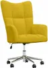 A yellow velvet armchair with a chrome base and wheels, shown against a white background. Voir les images du produit