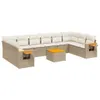 11-tlg. Garten-Sofagarnitur mit Kissen Beige Poly Rattan Produktbild-Vorschau 1