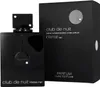 A black perfume bottle and its matching black box are displayed against a black background. Podgląd zdjęcia produktu