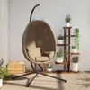 vidaXL Závěsné křeslo Egg Design se stojanem Taupe Fabric Náhled obrázku produktu 2