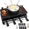 A Zilan raclette grill with fondue set is displayed on a white background, showcasing its grilling surface, fondue pot, and accessories. Produktbild-Vorschau