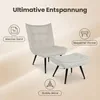 Loungesessel mit Fußhocker Samt Beige Gepolsterter Produktbild-Vorschau 7