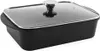 A black rectangular roasting pan with a clear glass lid and a silver handle is shown from a slightly elevated side angle against a white background. Náhľad obrázku produktu