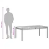 A diagram showing the dimensions of a table in relation to a person. Produktbild-Vorschau