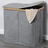 KESPER Wäschesammler grau – 54,5x33x50cm – Bambusrahmen & Produktbild-Vorschau 9