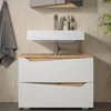 A modern bathroom vanity with a sink and two drawers, set against a tiled wall. Náhled obrázku produktu