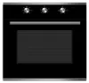 A front view of a black built-in oven with silver control knobs and a handle. Produktbild-Vorschau