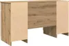 A back view of a wooden desk with unfinished particle board sides. Produktbild-Vorschau