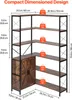 Diagram showing dimensions and weight capacity of a corner shelving unit with a cabinet. Produktbild-Vorschau