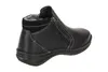 A black leather boot with a zipper on the side, shown from the side and back. Voir les images du produit