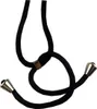 A black cord with silver metal accents, arranged in a loop. Produktbild-Vorschau