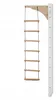A wooden rope ladder attached to a white wall mount. Produktbild-Vorschau