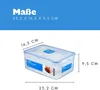 A clear plastic food container with dimensions indicated by lines and text. Náhľad obrázku produktu