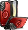 A red and black phone case with a kickstand is shown from multiple angles against a white background. Náhled obrázku produktu
