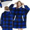 Verk 24558 Oversized tv-hoodie met ruitjesmotief, blauw Productafbeelding-voorbeeld 9