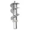 A close-up, studio shot of a metal meat grinder screw. Náhľad obrázku produktu