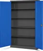 An open metal filing cabinet with blue doors and gray shelves. Náhľad obrázku produktu