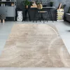 Béžový koberec s moderným kruhovým vzorom, mäkký, ľahko Náhľad obrázku produktu 1