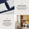 A collage of images showing bedding, care instructions, and a laundry room. Produktbild-Vorschau