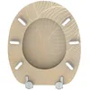 A top-down view of a toilet seat with a leaf pattern. Produktbild-Vorschau