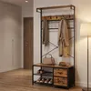 Relaxdays Garderobekast met schoenenrek, haken, 2 lades en Productafbeelding-voorbeeld 3