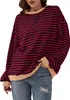 ASKSA Damen Sweatshirt Oversized Gestreift Farbblock Produktbild-Vorschau 3