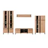 Homestyle4u Wohnwand Eiche Schrankwand Schwarz Anbauwand Produktbild-Vorschau 2