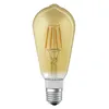 A single LED filament light bulb with a gold-tinted glass bulb and a silver screw base, isolated on a white background. Produktbild-Vorschau