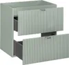 A light green vanity cabinet with two drawers, one partially open, against a white background. Produktbild-Vorschau