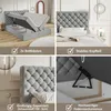 MOTIVENA Nero Chesterfield Boxspringbett 180x200 Grau Samt Produktbild-Vorschau 4