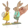 com-four® 2x Deko-Aufsteller für Ostern - Osterhasen-Paar Produktbild-Vorschau 5