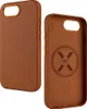 A brown iPhone case is shown from the front and back, with the inside of the case visible. Podgląd zdjęcia produktu