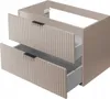 A beige matte bathroom cabinet with two ribbed drawers, one slightly open. Produktbild-Vorschau