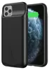 A black battery case for an iPhone 11 Pro is shown from a diagonal angle, with the phone's screen visible and displaying a full charge. Anteprima dell’immagine prodotto