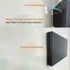 The image shows two parts. The top part illustrates how to hang a product using hooks on a wall. The bottom part shows the product mounted on a wall. Produktbild-Vorschau