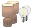 Keramik Tischleuchte Braun Ø15cm inkl. 2x E14  LED 2,5W Produktbild-Vorschau 1