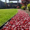 Rote Glasbrocken als geschwungener Dekorpfad neben dem Rasen im Garten Produktbild-Vorschau