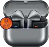 A pair of graphite-colored wireless earbuds in their charging case, with a promotional badge on the left. Produktbild-Vorschau