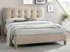 Bett 140 x 190 cm mit gestepptem Kopfteil - Stoff - Beige - Produktbild-Vorschau 5