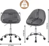 Two views of a gray office chair with dimensions and weight capacity indicated. Produktbild-Vorschau