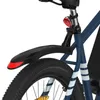 Close-up view of the rear wheel, fender, and seat post of a blue electric bicycle. Voir les images du produit